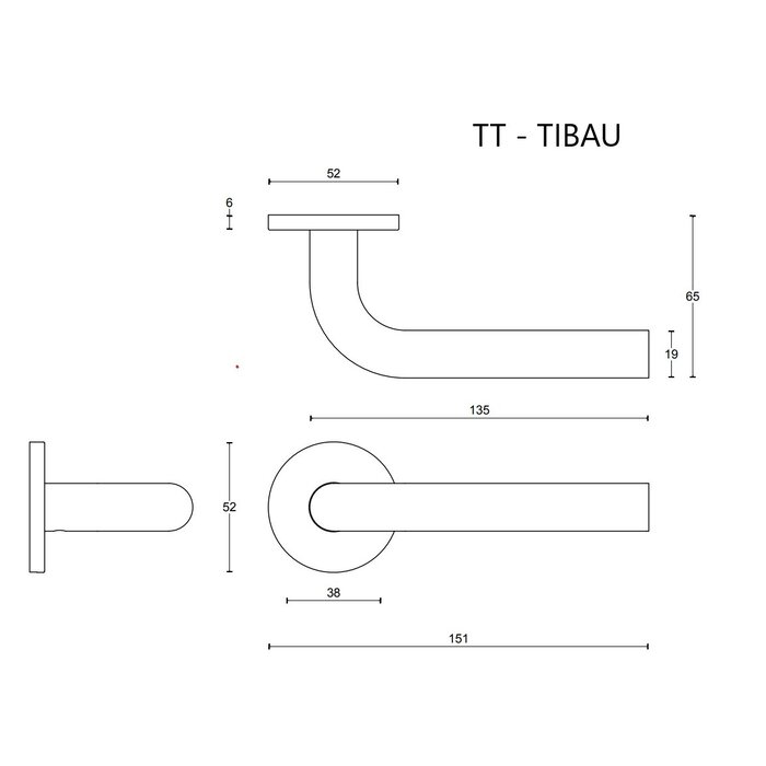 DKS Poignées de porte 'Tibau' ressort sur rosace ronde Ø 52 mm - inox mat