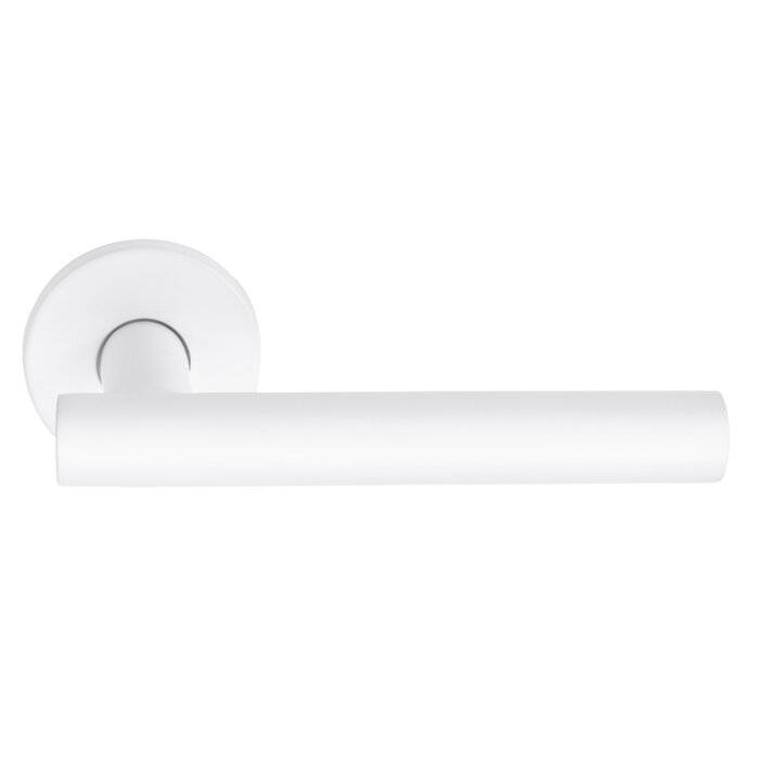 DKS Door handles 'Giada' spring on round rosette Ø 52 mm - white
