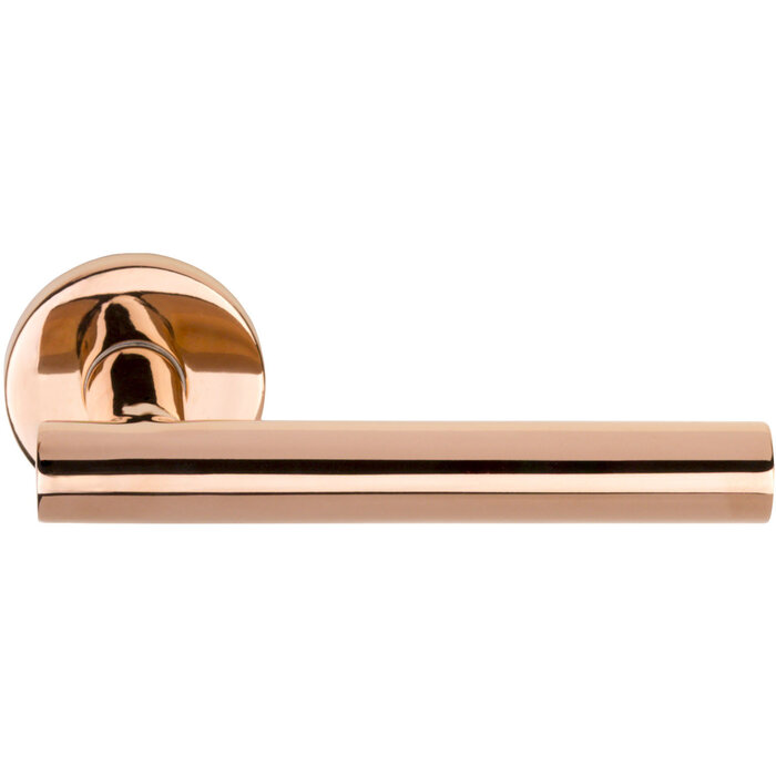 DKS Door handles 'Giada' spring on round rosette Ø 52 mm - PVD polished copper