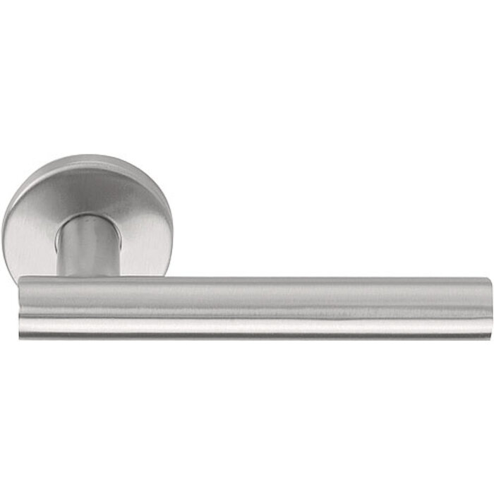 DKS Door handles 'Giada' spring on round rosette Ø 52 mm - matt stainless steel