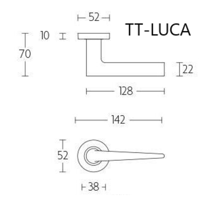 DKS Door handles 'Luca' spring on round rosette Ø 52 mm - PVD matt gold