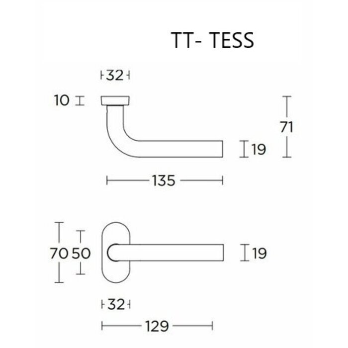 DKS Door handles 'Tess' spring on oval rosette 32x70 - matt stainless steel