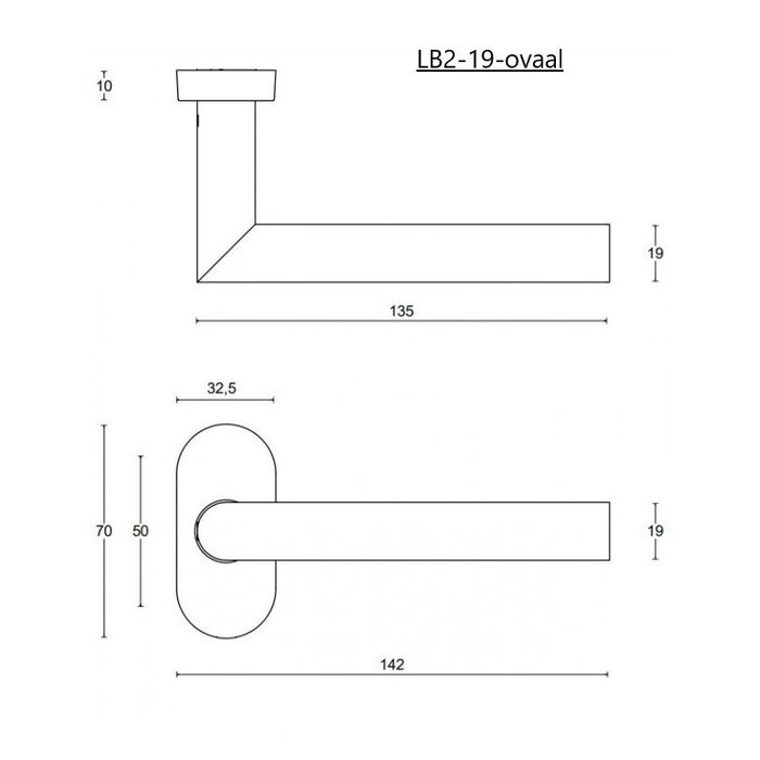 Formani Oval matte black Formani door handles Basics LB2-19 MN