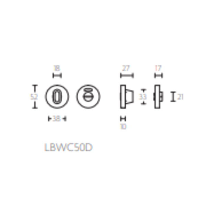DKS WC garnituur WC50D met indicator - Mat RVS - Ø52 mm