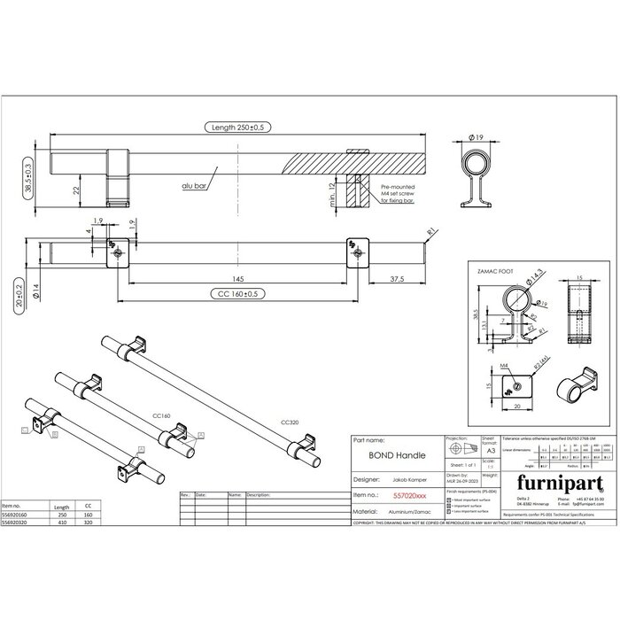 Furnipart Furnipart Möbelgriffe BOND – antikes Braun/gebürstetes Messing