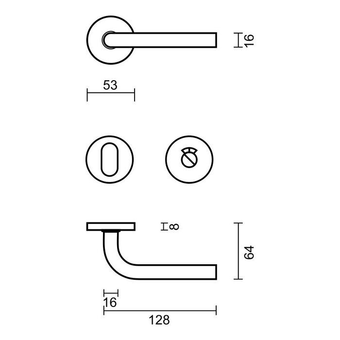 HDD Matt bronze door handles L-SHAPE 16 mm