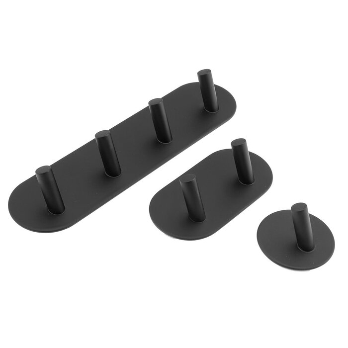 DKS Black coat rack double hook - self-adhesive 3M