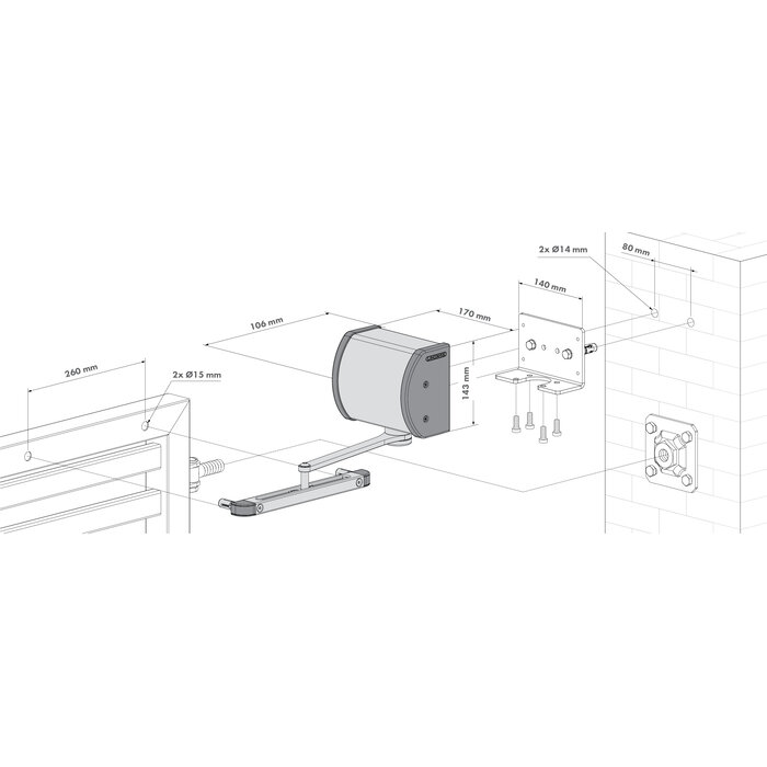 LOCINOX Ferme-portail hydraulique noir PANTHER pour montage mural de Locinox