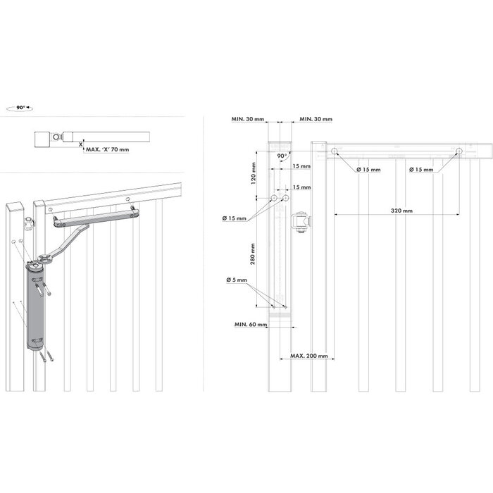 LOCINOX Locinox Allround-Torschließer VERTICLOSE 2 für 90°- und 180°-Scharniere