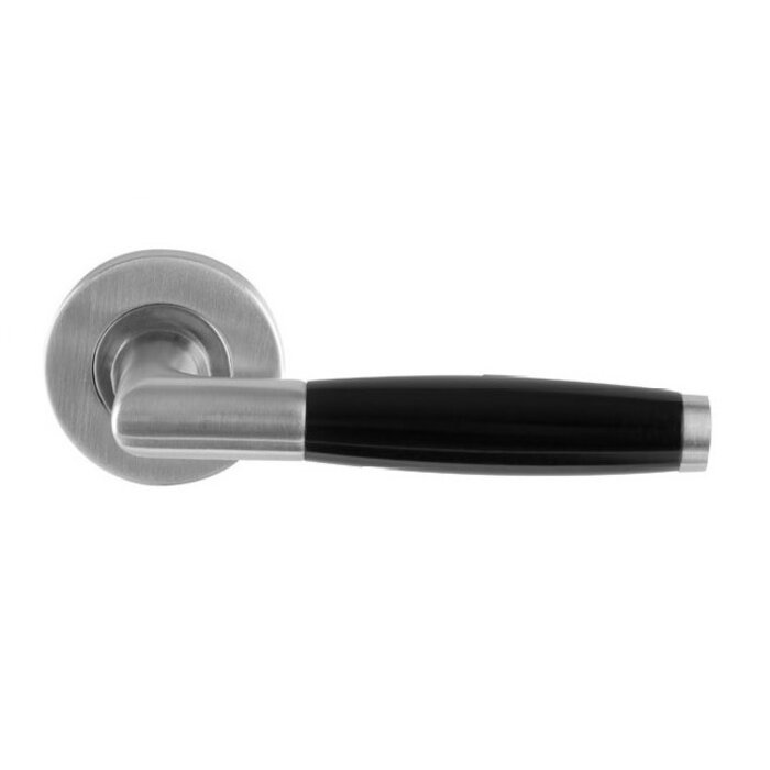 In-Door Copenhagen door handles made of solid stainless steel with black handle