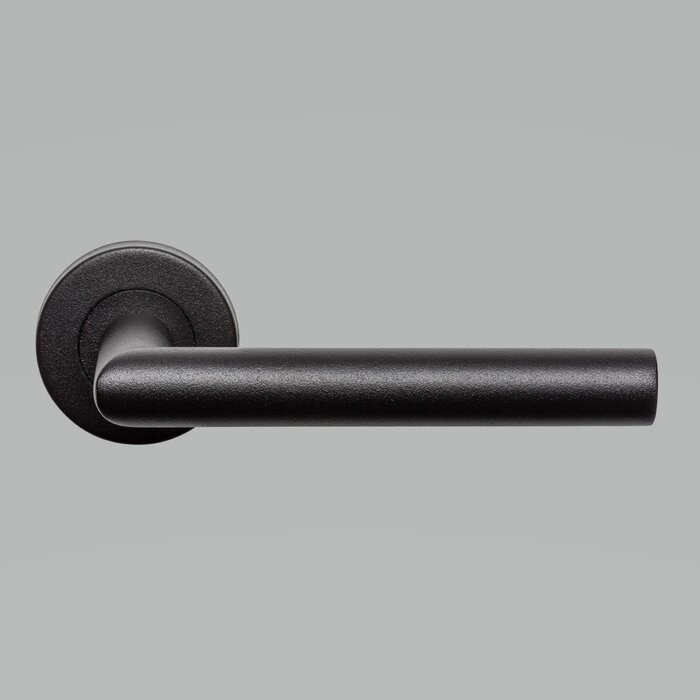 In-Door Black Jersey door handles with textured paint