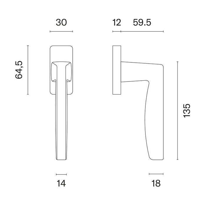 Aprile Matt gold APRILE window handle ERBA Q