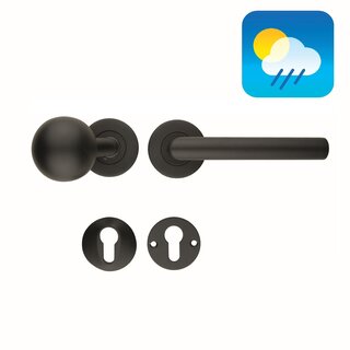 HDD Zwarte deurklink I - SHAPE 19 mm met vaste knop - UV structuurlak - met veiligheidscilinderplaatjes