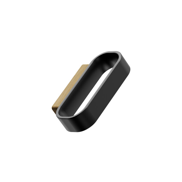 Furnipart  Furnipart furniture handle RACE wood-zamac / matt black - oak lacquered