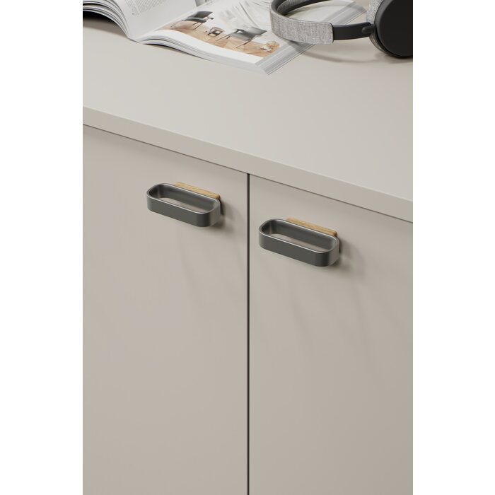 Furnipart  Poignée de meuble Furnipart RACE bois-zamac / aspect acier inoxydable - chêne laqué