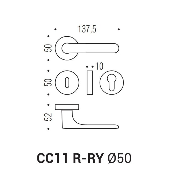 COLOMBO White Colombo door handles ONE round - RAL 9016