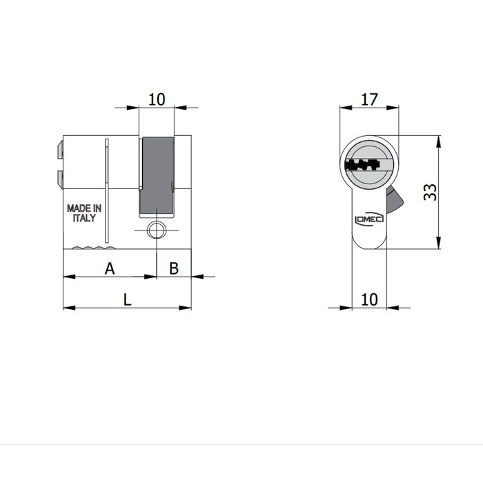 OMEC OTTOO Demi-cylindre de sécurité modulaire OMEC OTTO - Nickel