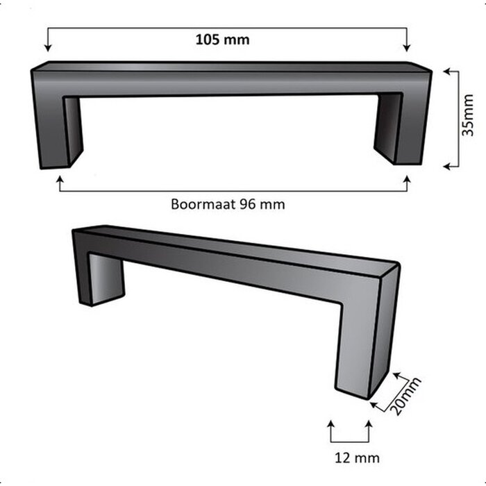DKS Schwarze Möbelgriffe ATLANTA - 12x20mm