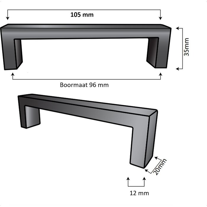 DKS White furniture handles ATLANTA - 12x20mm