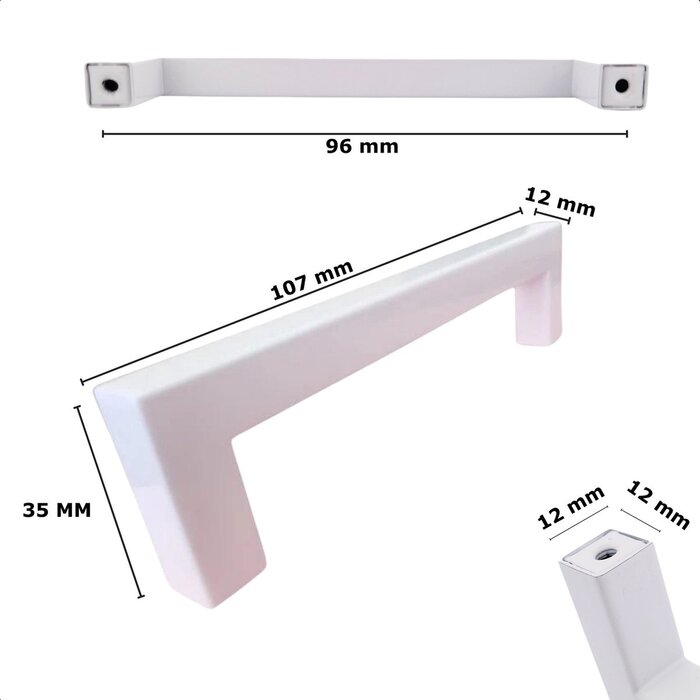 DKS Weiße Möbelgriffe DALLAS – 12 mm