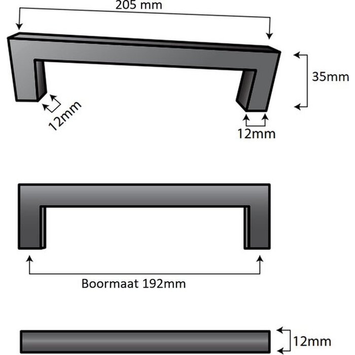 DKS Zwarte meubelgrepen DALLAS - 12mm