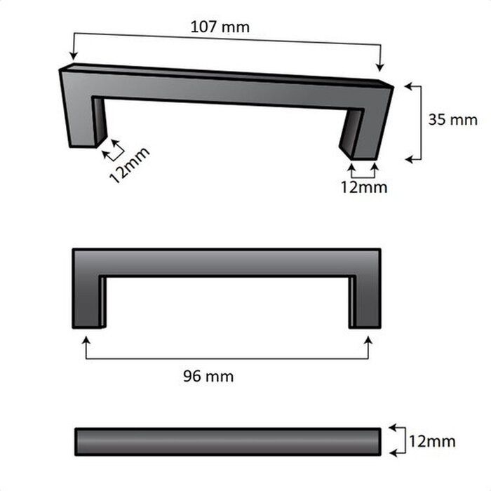 DKS Black furniture handles DALLAS - 12mm