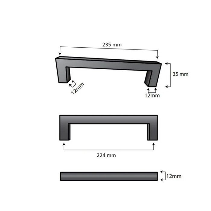 DKS Zwarte meubelgrepen DALLAS - 12mm