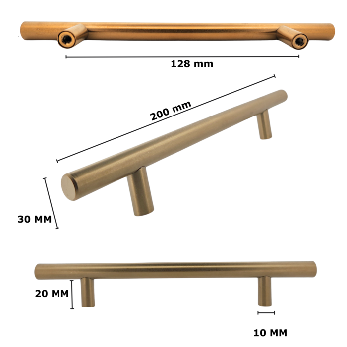 DKS Poignées de meubles en acier inoxydable DENVER - Or