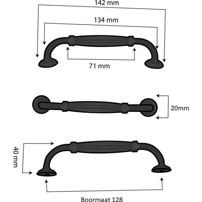 DKS Stainless steel furniture handles NORFOLK - Black