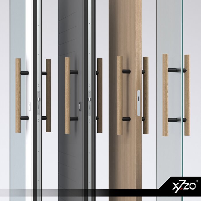 X7.ZO Pair of door handles Z11 34 - Oak / Stainless steel for glass, door or sauna - 34/300/500mm