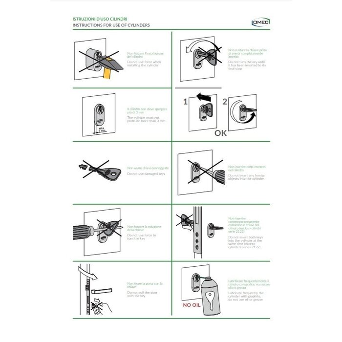 OMEC OTTOO Cylindre de sécurité modulaire OMEC OTTO avec bouton (A/B) - Noir