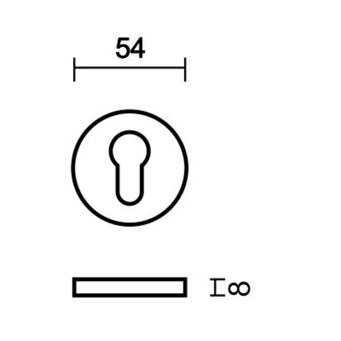 HDD 1 Cilinderplaatje inox plus 55x8mm  - kunststof onderrozet