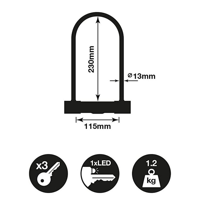 Yale Black Yale Maximum Security bicycle lock YUL2C - U-lock with cable
