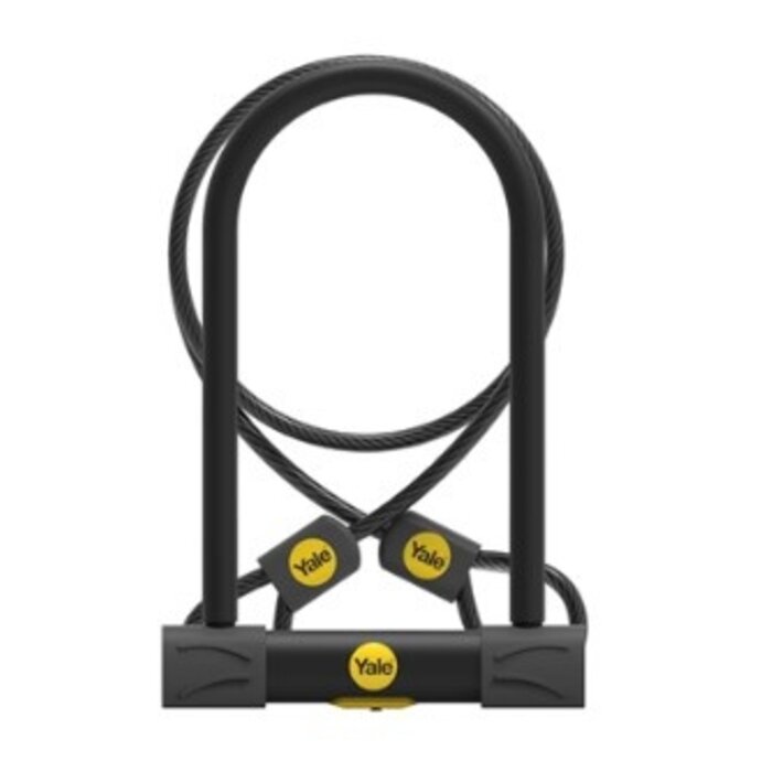 Yale Schwarzes Yale Maximum Security Fahrradschloss YUL2C – Bügelschloss mit Kabel