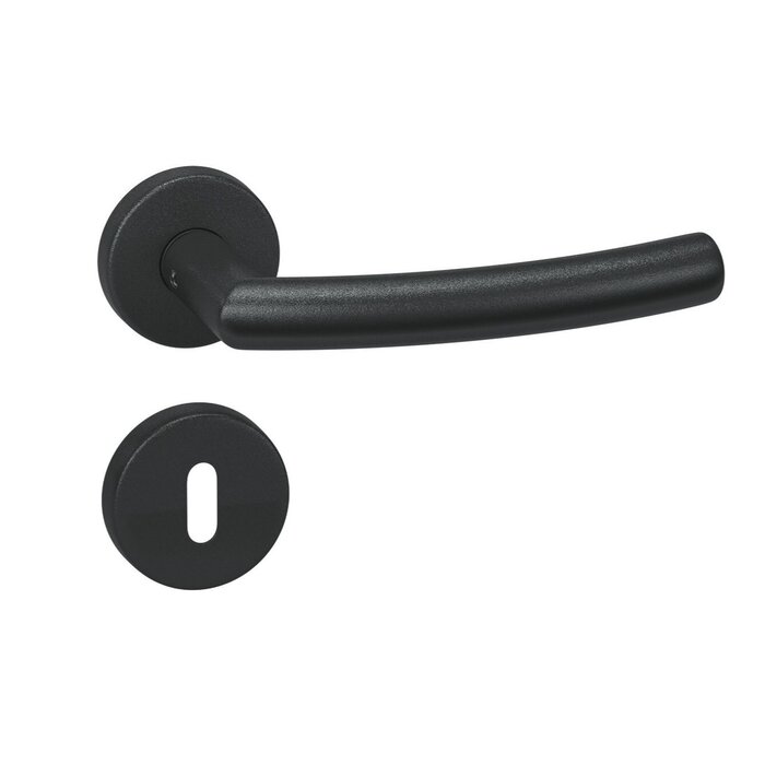 Artitec Black door handles 'LANA' on round plastic rosettes