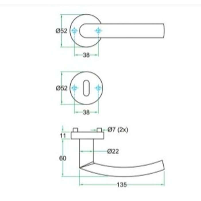 Artitec Black door handles 'LANA' on round plastic rosettes