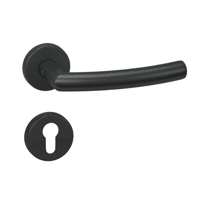 Artitec Black door handles 'LANA' on round plastic rosettes