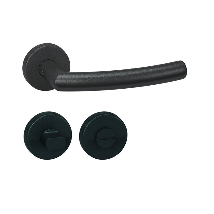 Artitec Black door handles 'LANA' on round plastic rosettes