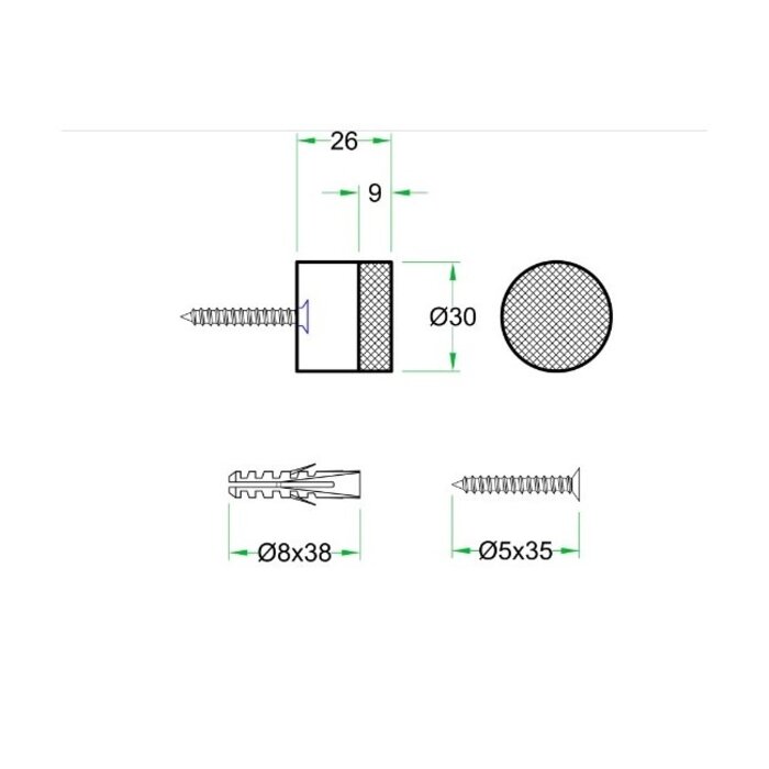 Artitec Butée de porte fixation murale Ø 30x26mm - Noir