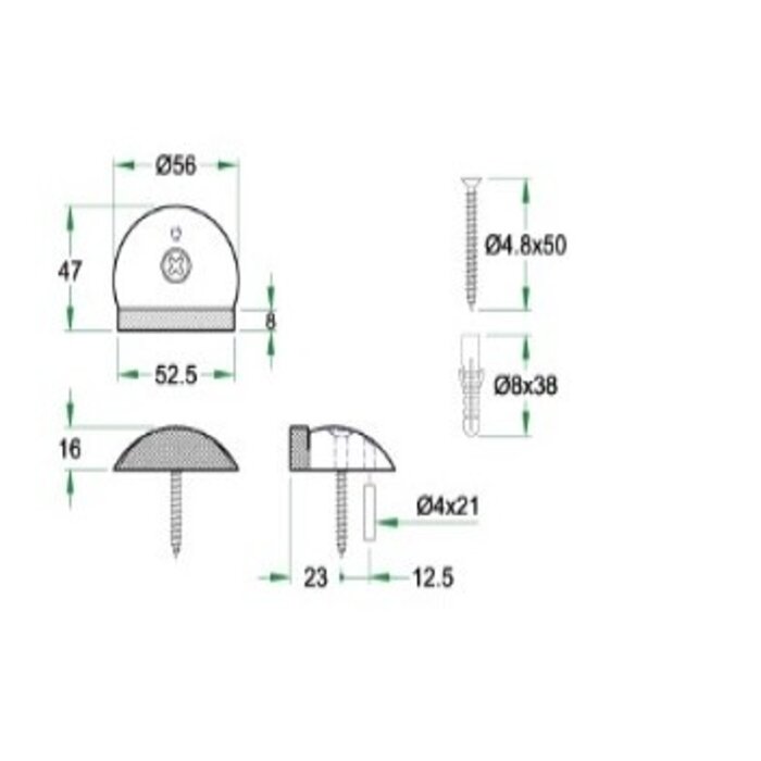 Artitec Deurstopper 01995/BL vloermontage Ø 56mm - Zwart