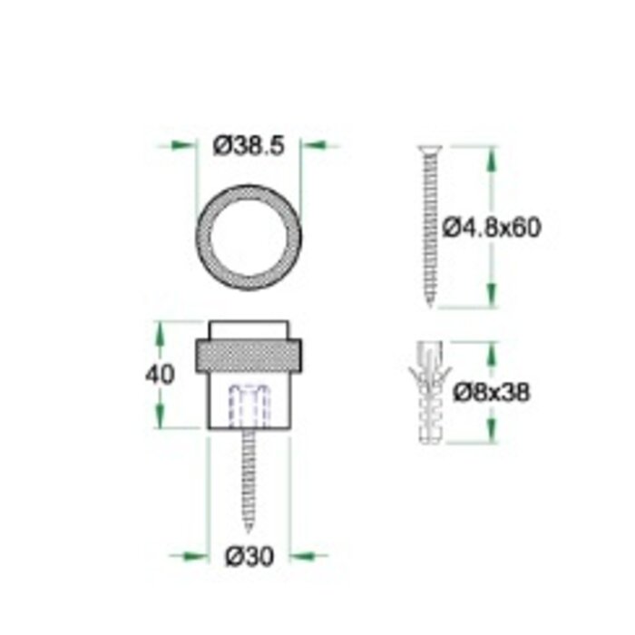 Artitec Ronde deurstopper 02004/BL vloermontage Ø 30mm - Zwart