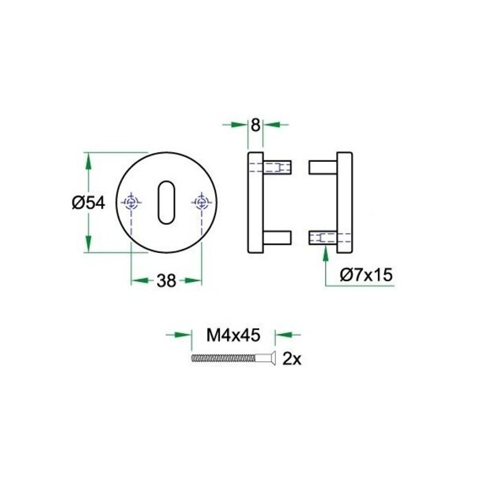 Artitec Pair of black round key rosettes 27224/BL - Ø 54mm