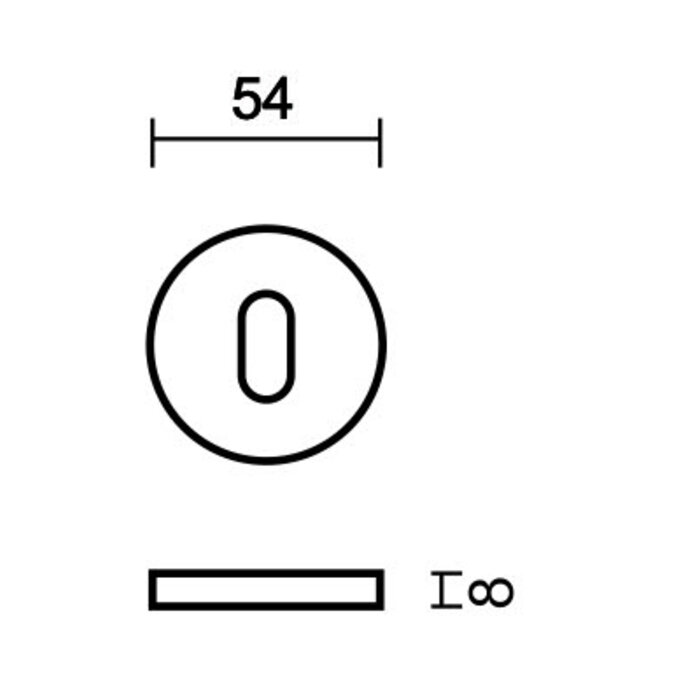HDD 1 Plaque à clé inox 54x8mm - rosace inférieure en acier