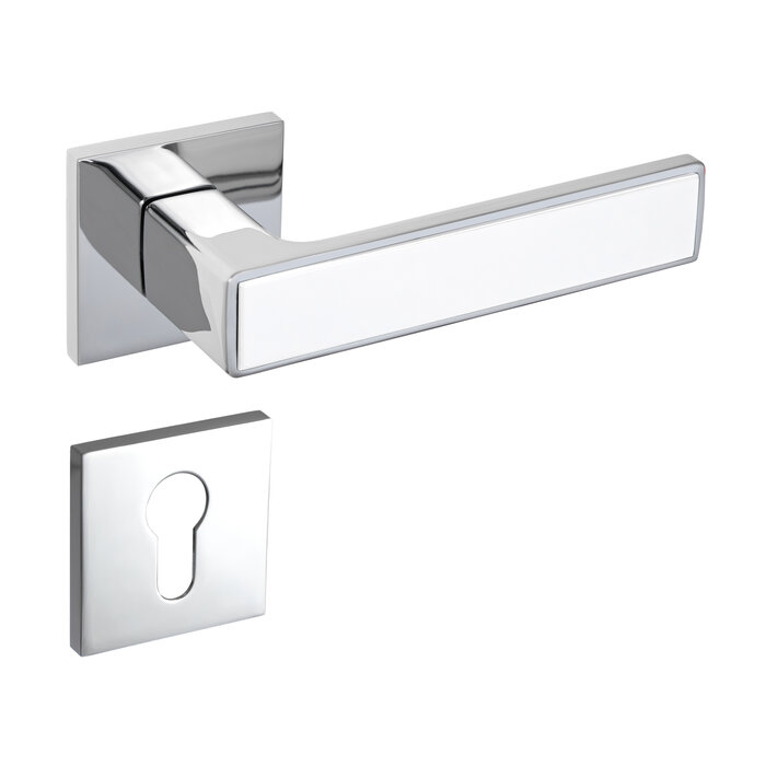 DKS Deurklinken 'Nickel' -Glanzend chrome & witte handgreep