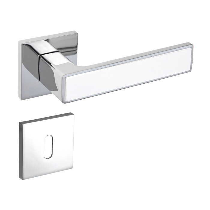 DKS Door handles 'Nickel' -Gloss chrome & white handle