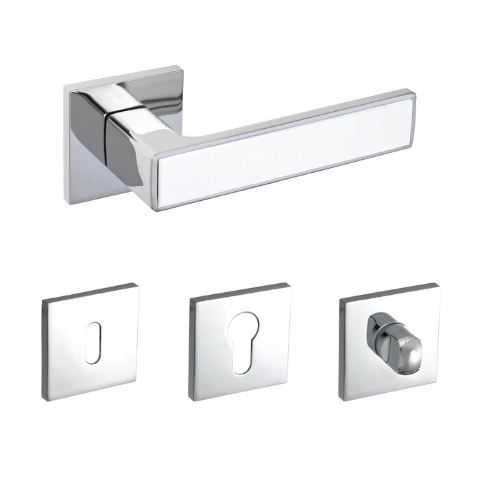 DKS Deurklinken 'Nickel' -Glanzend chrome & witte handgreep