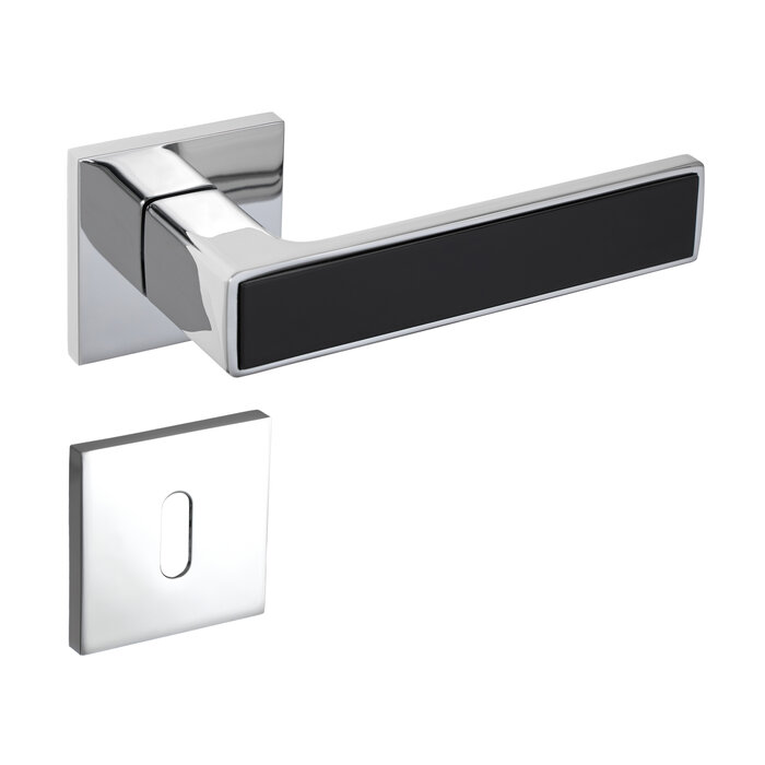 DKS Deurklinken 'Nickel' -Glanzend chrome & zwarte handgreep