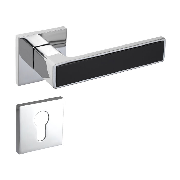 DKS Deurklinken 'Nickel' -Glanzend chrome & zwarte handgreep