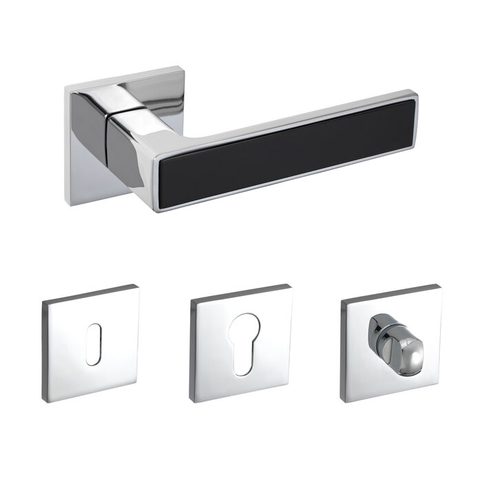 DKS Door handles 'Nickel' - Shiny chrome & black handle