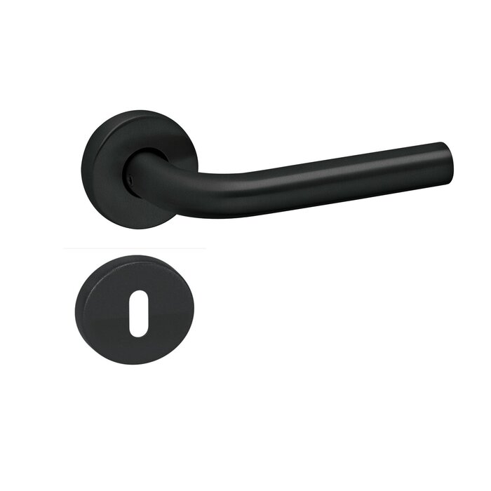 Artitec Black door handles 'LIDO' on round plastic rosettes